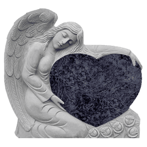 An angel heart headstone.