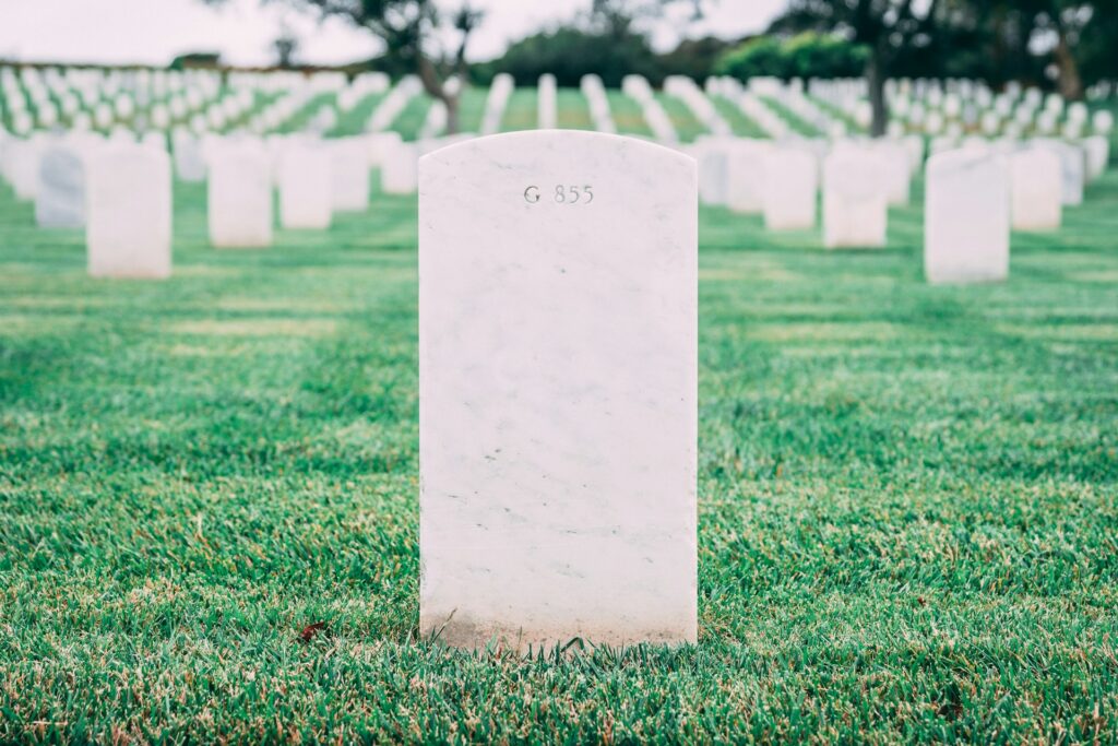 grave markers in Birch Run